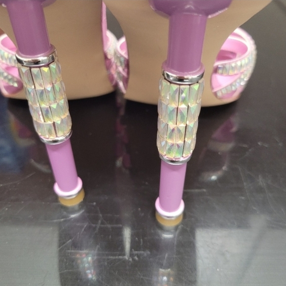 Azaleia Pink Rhinestone Slide Heel - Picture 3 of 3